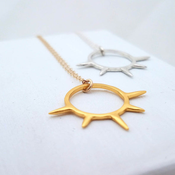Sunburst Pendant Necklace in 14k Gold Vermeil - Queens Metal