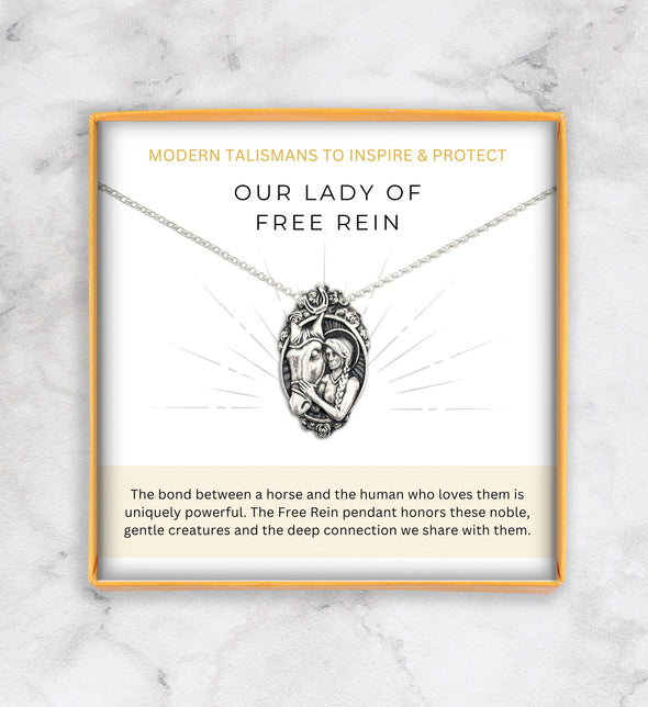 Our Lady of Free Rein - Patron Saint Necklace for Horse Lovers