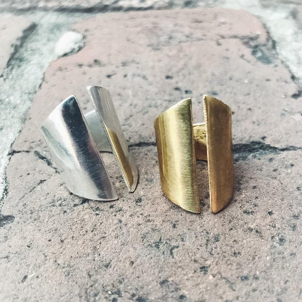 Shield Ring in Brass