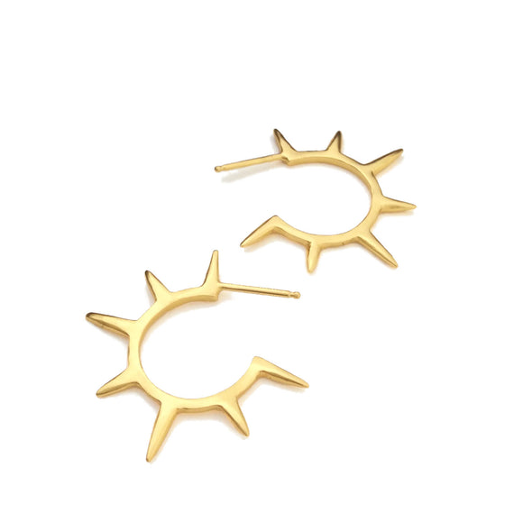 Sunburst Hoop Earrings in 14K Gold Vermeil - Queens Metal