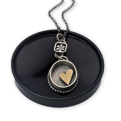 One Love Pendant in Sterling Silver, Brass and Polymer
