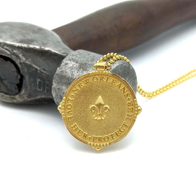 New Orleans Love Necklace Pendant in 14K Gold Dipped
