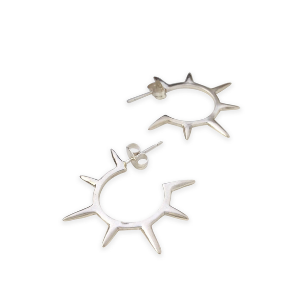 Sunburst Hoop Earrings in Sterling Silver - Queens Metal