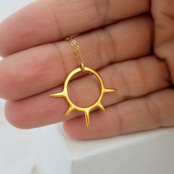 Sunburst Pendant Necklace in 14k Gold Vermeil - Queens Metal