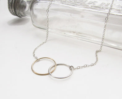 Friendship Necklace in Sterling Silver and 14k Gold Fill - Queens Metal