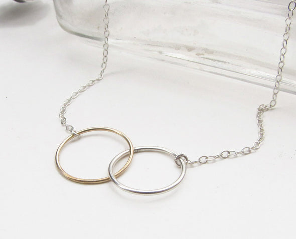 Friendship Necklace in Sterling Silver and 14k Gold Fill - Queens Metal