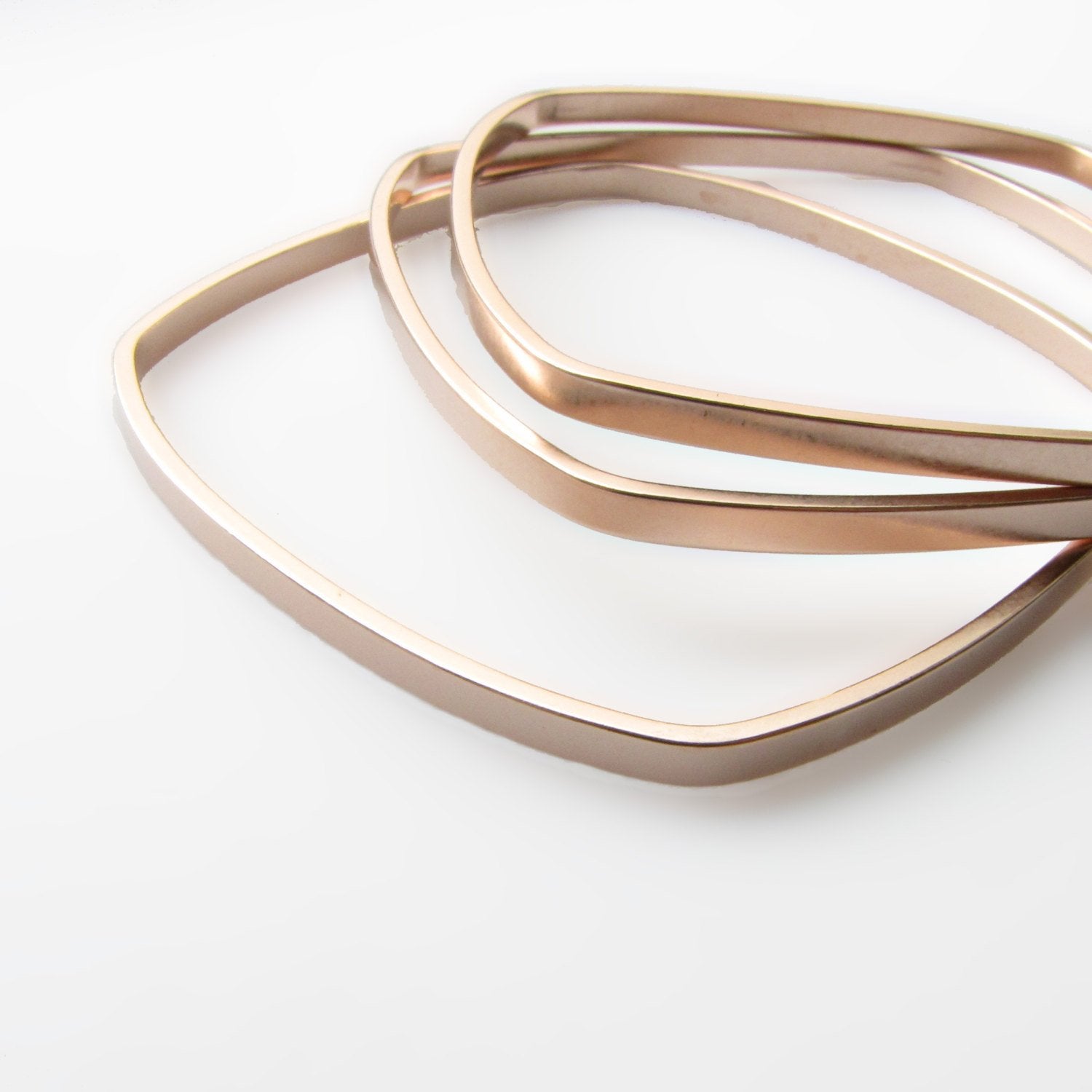 Square Bangles Rose Gold Dipped – Queens Metal