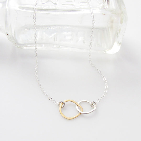 Teardrop Necklace in Sterling Silver and Gold Fill - Queens Metal