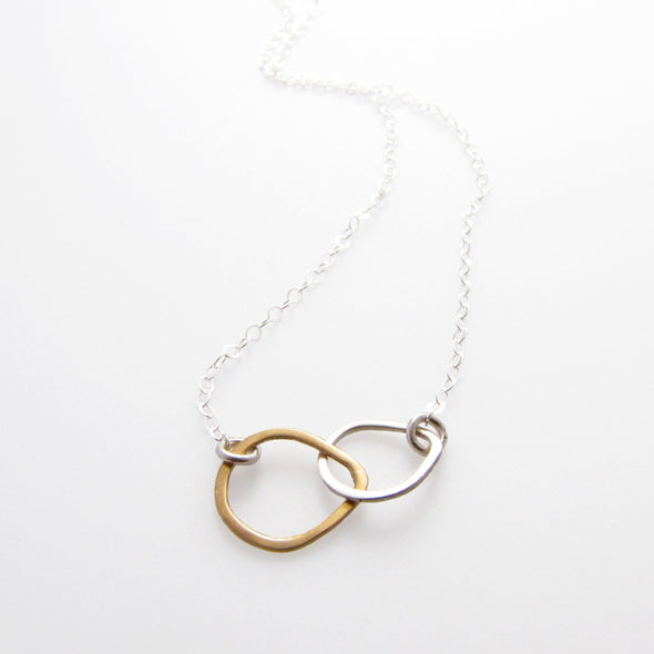 Teardrop Necklace in Sterling Silver and Gold Fill - Queens Metal