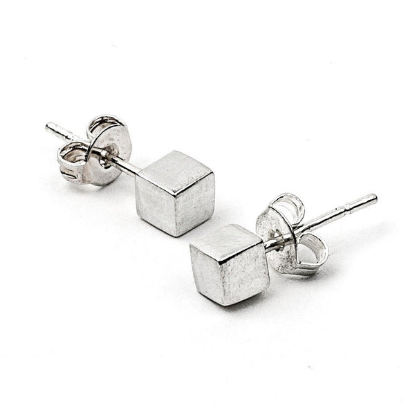 Cube Studs in Sterling Silver - Queens Metal