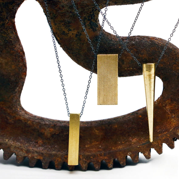 Geometric Bar Necklace in Brass - Queens Metal