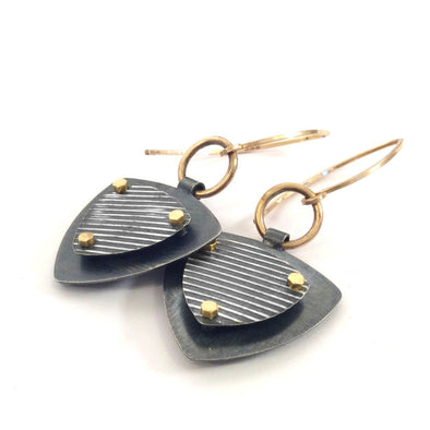 Layer Earrings in Sterling Silver and Gold Fill - Queens Metal